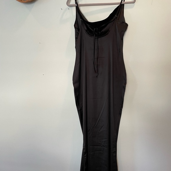 Satin black cowl neck dress - Picture 3 of 3